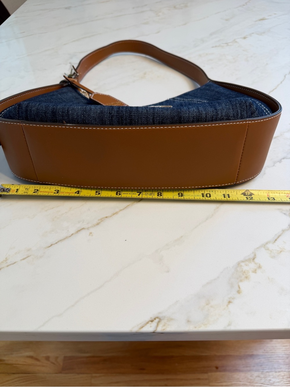 True Religion Dark Blue Denim Hobo with Brown Trim and Gold Logo - Picture 8 of 11